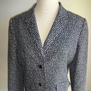 Womens Tahari Arthur S Levine Black White Suit Jacket Blazer 14 L XL Lined